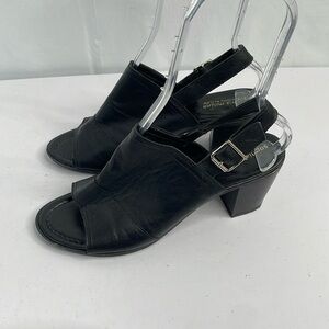 Sophia Milano black leather sling back block heel shoes